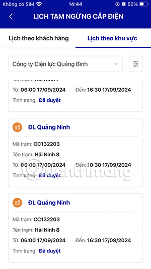 Thông tin lịch cắt điện EVNCPC CSKH