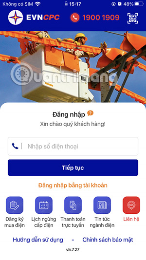 Giao diện EVNCPC CSKH
