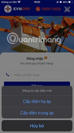 Đăng ký cung cấp điện trực tuyến
