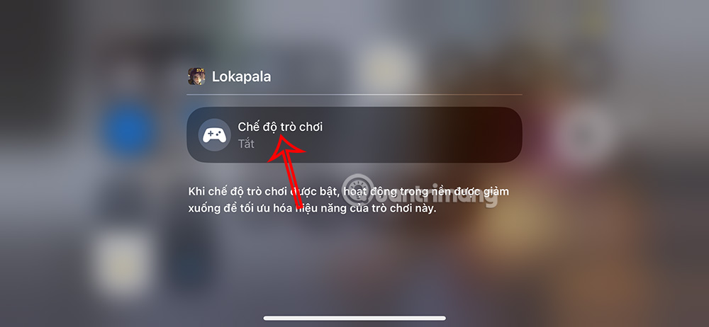 Tắt Game Mode từ Control Center iOS 18
