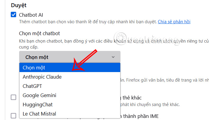Dùng Chatbot AI trên Firefox