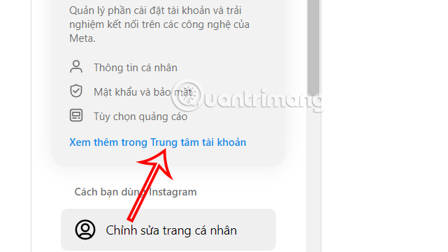 Trung tâm tài khoản Instagram