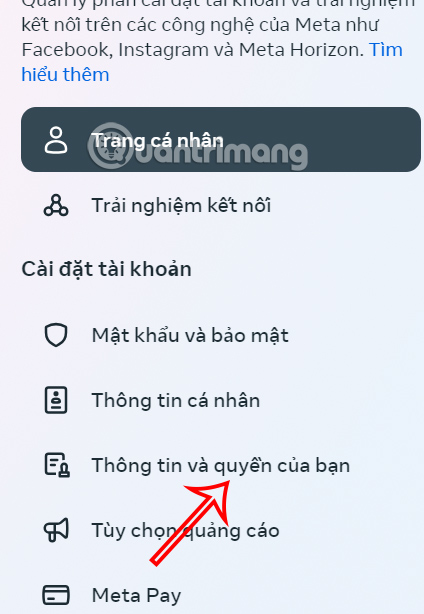 Thông tin trên Instagram PC