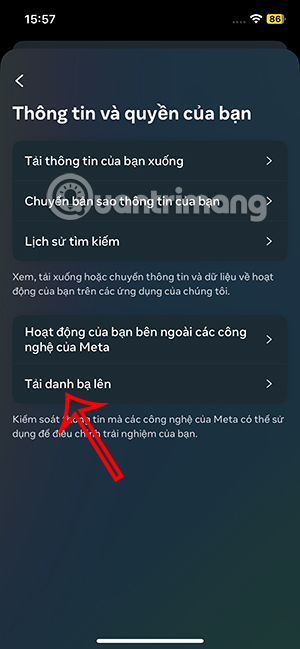 Tải danh bạ lên Instagram