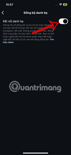 Tắt đồng bộ danh bạ Instagram