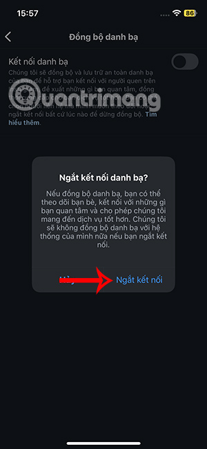 Ngắt đồng bộ danh bạ Instagram