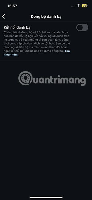 Hủy đồng bộ danh bạ Instagram