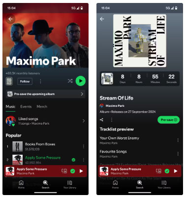 Một album mới của Maximo Park được liệt kê trước khi phát hành