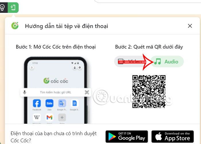 Chọn tải nhạc Youtube trên Cốc Cốc điện thoại