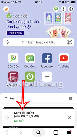 Tải nhạc Youtube bằng Cốc Cốc trên điện thoại 