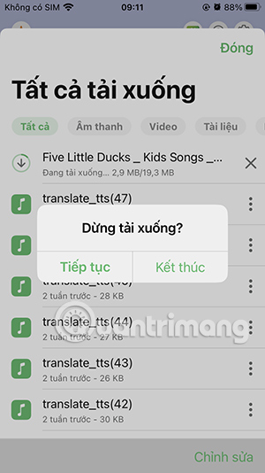 Dừng tải nhạc trên Youtube