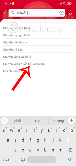 Tìm dịch vụ đăng ký chuyển vùng Viettel