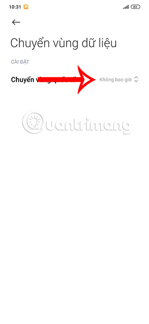 Chọn chuyển vùng dữ liệu Viettel