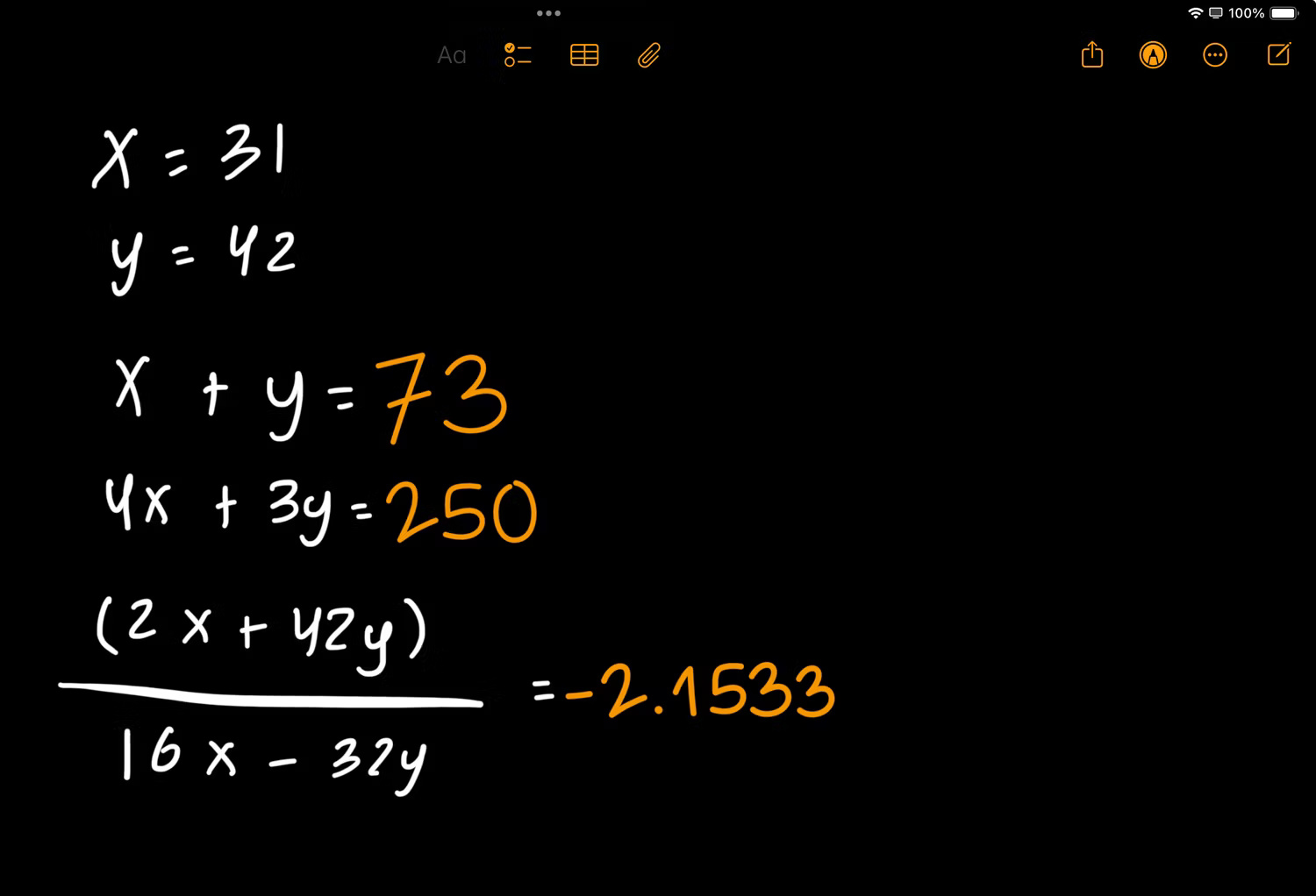Gán giá trị cho các biến trong Math Notes