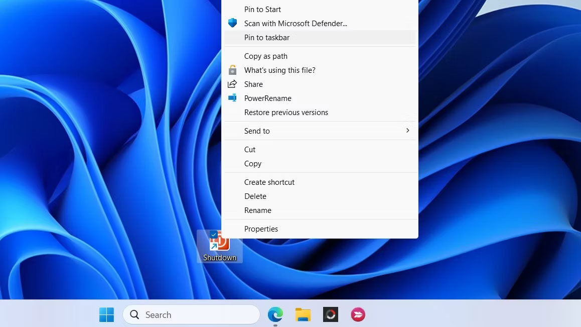 Ghim shortcut Shutdown vào Taskbar