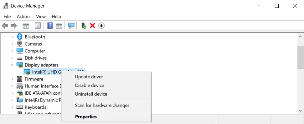 Cập nhật driver đồ họa trong Windows Device Manager