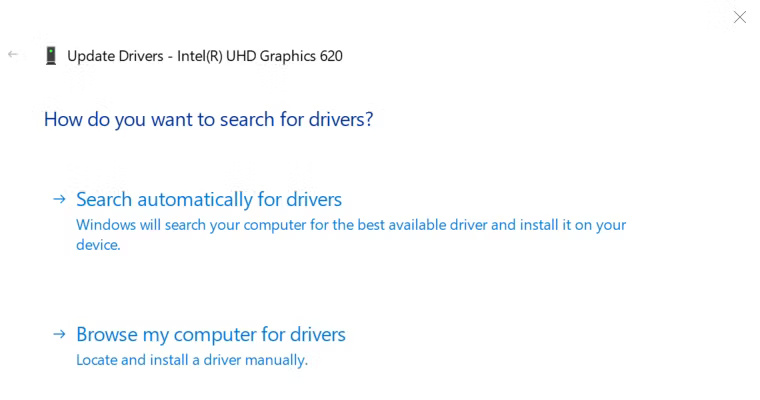 Windows Device Manager hỏi cách bạn muốn cập nhật driver của mình
