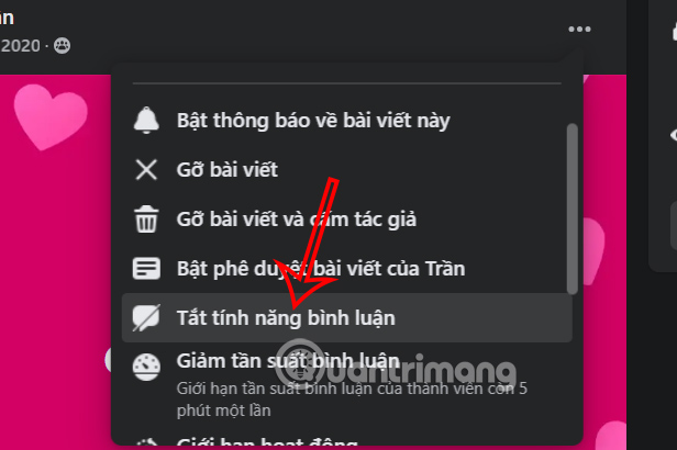 Tắt bình luận nhóm Facebook PC