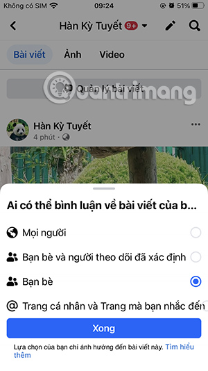 Đối tượng bình luận trang cá nhân Facebook
