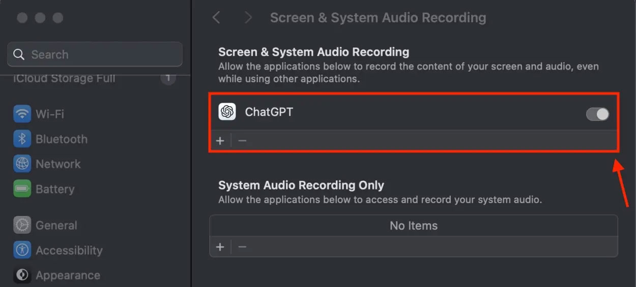 Allow ChatGPT to take screenshots and screen recordings on Mac