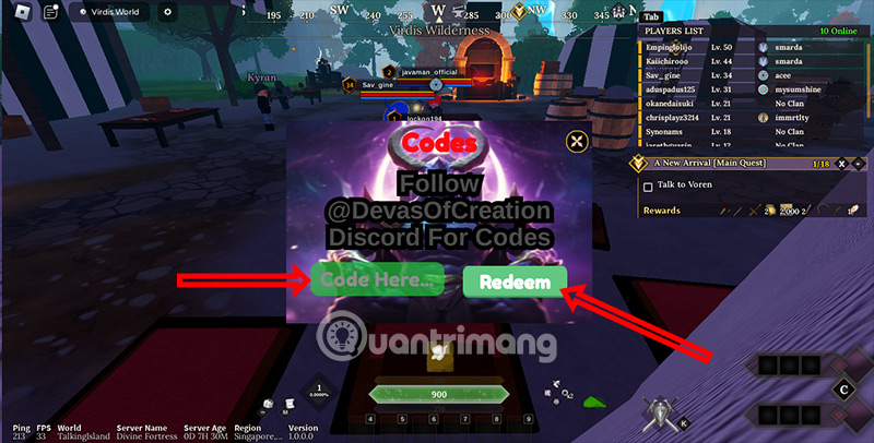 giftcode Devas Of Creation