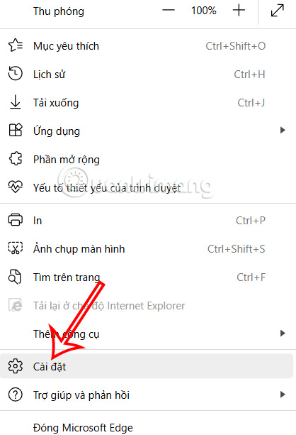 Cài đặt trên Edge 