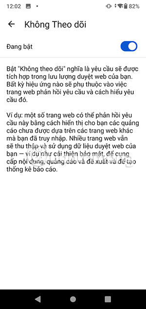 Bật không theo dõi trên Edge 