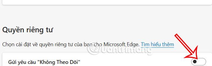 Cách bật Không theo dõi trên Microsoft Edge