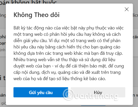 Kích hoạt không theo dõi trên Edge 