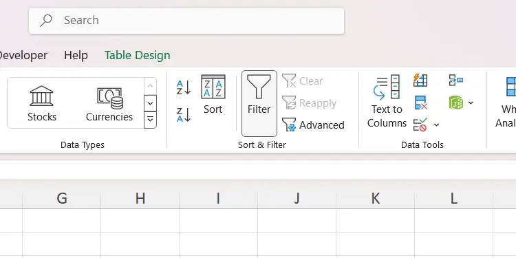 Phần Sort & Filter của tab Data trong Excel.