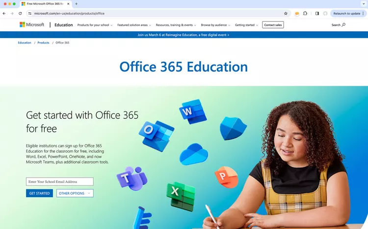 Trang web Office 365 Education