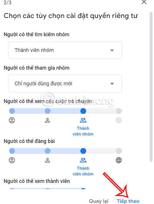 Chỉnh quyền riêng tư nhóm trong Google