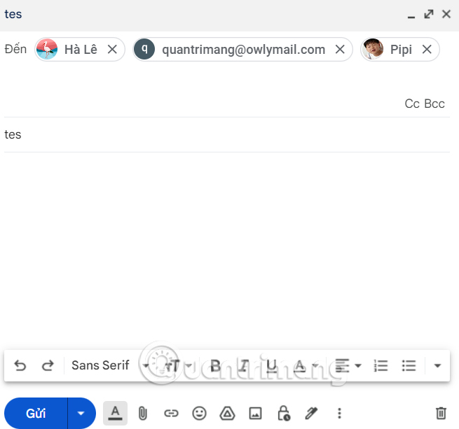 Gửi tin nhắn cho nhóm Gmail 