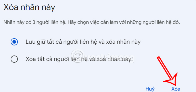 Xóa nhóm email giữ liên hệ trong Gmail 