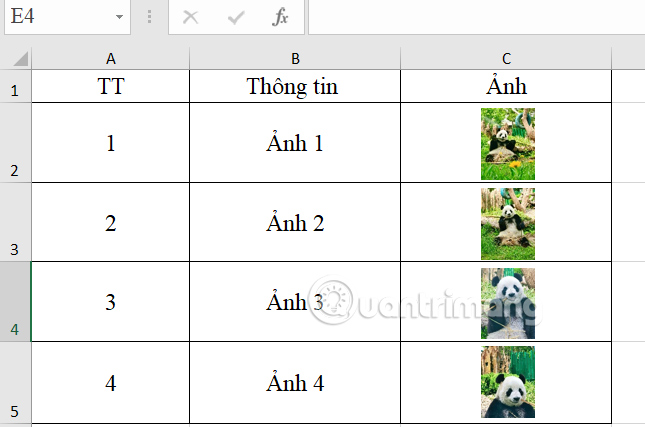 Chèn ảnh vào Excel hàng loạt