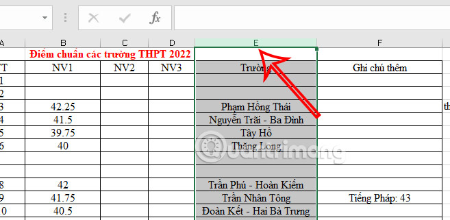 Hoán đổi vị trí cột Excel