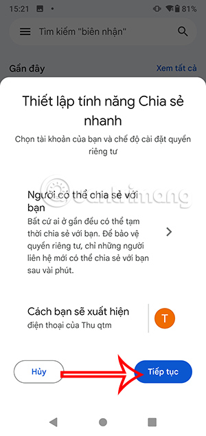 Thiết lập chia sẻ nhanh trên Google Files