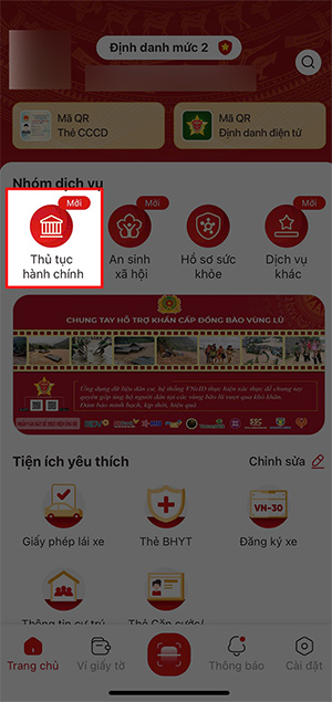 Thủ tục hành chính trên VneID