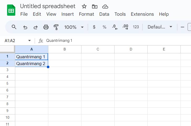 Ví dụ về điền dữ liệu trong Google Sheets
