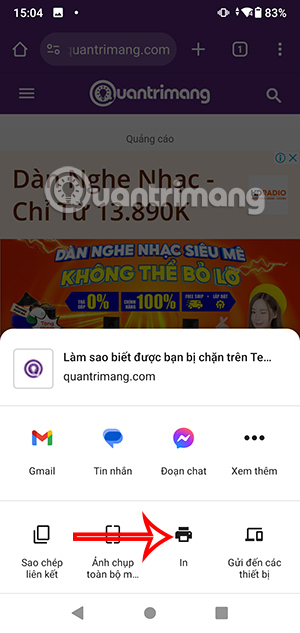 In trang web