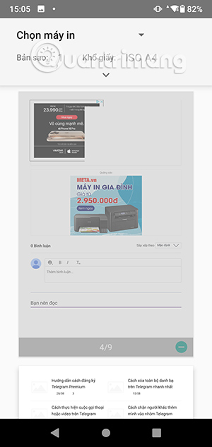Chọn trang web muốn lưu PDF