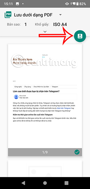 Lưu trang web thành PDF Android