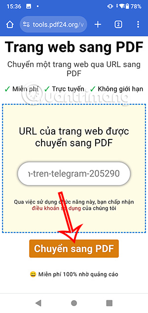 PDF24 Tools lưu trang web thanh PDF online