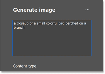 Nhập prompt trong hộp thoại Generate Image.