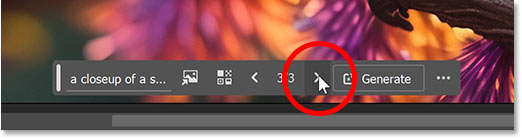 Nhấp vào mũi tên trong Contextual Task Bar.