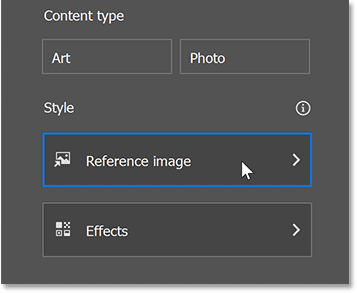 Tùy chọn Reference image trong hộp thoại Generate Image.