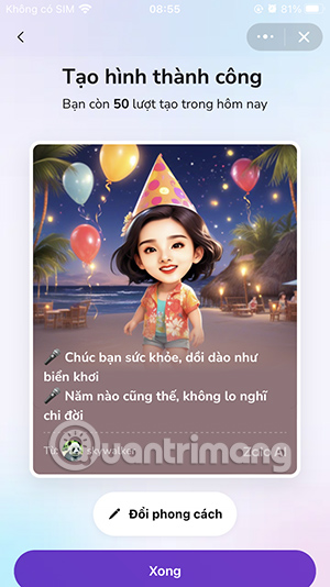 Thiệp sinh nhật AI Zalo 