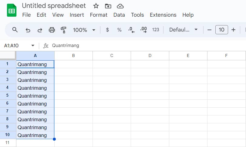 Sao chép bằng Fill trong Google Sheets