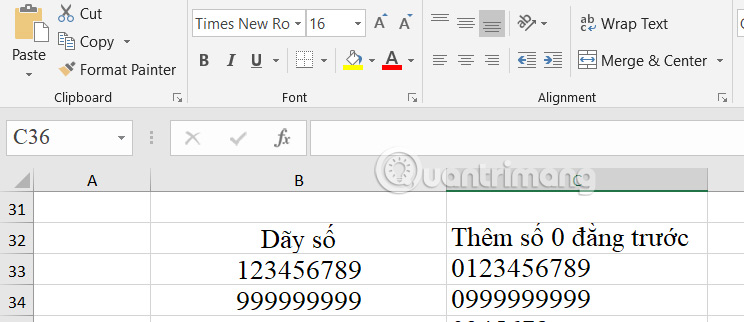 Hàm TEXT thêm số 0 trong Excel