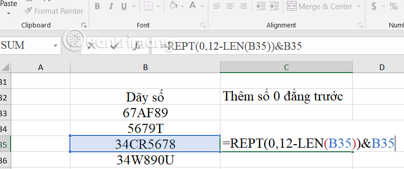 Chỉnh số lượng ký tự 0 muốn thêm